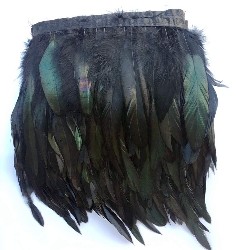 Sowder Rooster Hackle Feather Fringe Trim 5-7" in Width Pack of 5 Yards(Black) - Image 2